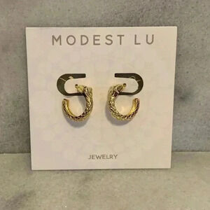 Gold Crystal Huggie Snake Hoop Earrings